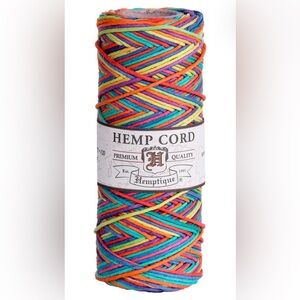 Hemptique Hemp Cord Variegated Rainbow #20 1mm Macrame Crochet Knit Crafting NWT